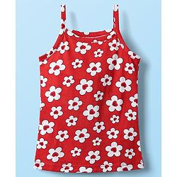 Babyhug 100% Cotton Singlet Floral & Heart Printed Slips Pack of 3 - White Red & Navy Blue