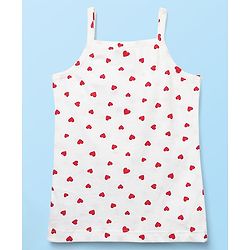 Babyhug 100% Cotton Singlet Floral & Heart Printed Slips Pack of 3 - White Red & Navy Blue