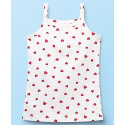 Babyhug 100% Cotton Singlet Floral & Heart Printed Slips Pack of 3 - White Red & Navy Blue