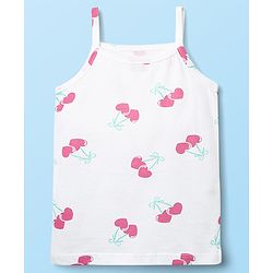 Babyhug 100% Cotton Single Jersey Knit Sleeveless Slips With Heart & Tropical Theme Print Pack Of 3 - Pink White & Light Green