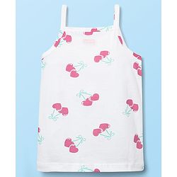 Babyhug 100% Cotton Single Jersey Knit Sleeveless Slips With Heart & Tropical Theme Print Pack Of 3 - Pink White & Light Green