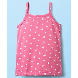 Babyhug 100% Cotton Single Jersey Knit Sleeveless Slips With Heart & Tropical Theme Print Pack Of 3 - Pink White & Light Green