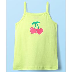 Babyhug 100% Cotton Single Jersey Knit Sleeveless Slips With Heart & Tropical Theme Print Pack Of 3 - Pink White & Light Green