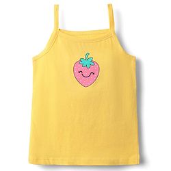 Babyhug 100% Cotton Single Jersey Knit Sleeveless Slips With Heart & Tropical Theme Print Pack Of 3 - Pink Yellow & Light Blue