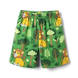 Babyhug Cotton Knit Half Sleeves Co-ords Shorts Night Suit With Lion Print - Green