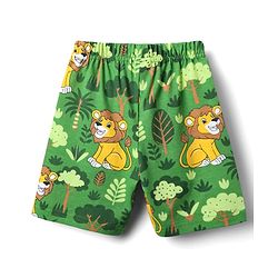 Babyhug Cotton Knit Half Sleeves Co-ords Shorts Night Suit With Lion Print - Green