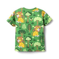 Babyhug Cotton Knit Half Sleeves Co-ords Shorts Night Suit With Lion Print - Green