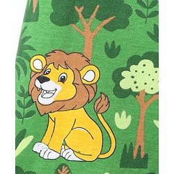Babyhug Cotton Knit Half Sleeves Co-ords Shorts Night Suit With Lion Print - Green