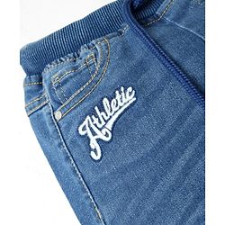 Babyhug Denim Full Length Washed Jeans With Stretch & Text Print - Blue