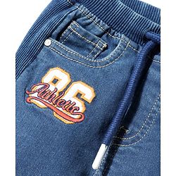 Babyhug Denim Full Length Washed Joggers With Stretch -Blue