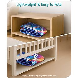 Babyhug Premium Reversible Foldable Space Theme Print Waterproof Floor Mat 6 x 5 ft| Thickness 8 Mm| Learn & Play Mat| Soft Foam & Anti-Slip| Easy to Carry Bag| 0-12 Years| Bis Certified - Navy Blue