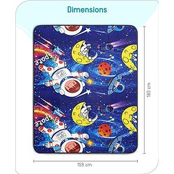Babyhug Premium Reversible Foldable Space Theme Print Waterproof Floor Mat 6 x 5 ft| Thickness 8 Mm| Learn & Play Mat| Soft Foam & Anti-Slip| Easy to Carry Bag| 0-12 Years| Bis Certified - Navy Blue