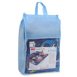 Babyhug Premium Reversible Foldable Space Theme Print Waterproof Floor Mat 6 x 5 ft| Thickness 8 Mm| Learn & Play Mat| Soft Foam & Anti-Slip| Easy to Carry Bag| 0-12 Years| Bis Certified - Navy Blue