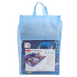 Babyhug Premium Reversible Foldable Space Theme Print Waterproof Floor Mat 6 x 5 ft| Thickness 8 Mm| Learn & Play Mat| Soft Foam & Anti-Slip| Easy to Carry Bag| 0-12 Years| Bis Certified - Navy Blue