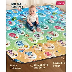 Babyhug Premium Reversible Waterproof Floor mat- 6 ft x 5 ft|Thickness 8 mm|Education Theme|Colorful|Learn and Play Mat|Soft Foam Mat|Baby Massage| Easy to Carry and fold|0-12 Years|BIS Certified