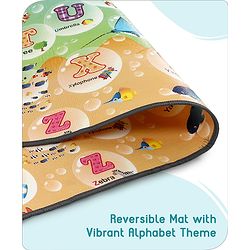 Babyhug Premium Reversible Waterproof Floor mat- 6 ft x 5 ft|Thickness 8 mm|Education Theme|Colorful|Learn and Play Mat|Soft Foam Mat|Baby Massage| Easy to Carry and fold|0-12 Years|BIS Certified