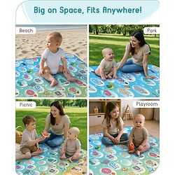 Babyhug Premium Reversible Waterproof Floor mat- 6 ft x 5 ft|Thickness 8 mm|Education Theme|Colorful|Learn and Play Mat|Soft Foam Mat|Baby Massage| Easy to Carry and fold|0-12 Years|BIS Certified