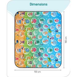 Babyhug Premium Reversible Waterproof Floor mat- 6 ft x 5 ft|Thickness 8 mm|Education Theme|Colorful|Learn and Play Mat|Soft Foam Mat|Baby Massage| Easy to Carry and fold|0-12 Years|BIS Certified