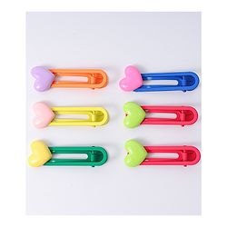 Babyhug Free Size Hair Clips with Heart Applique Pack of 6 - Red Blue and Green