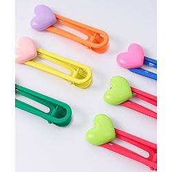 Babyhug Free Size Hair Clips with Heart Applique Pack of 6 - Red Blue and Green