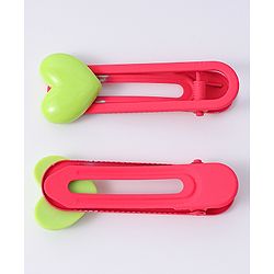Babyhug Free Size Hair Clips with Heart Applique Pack of 6 - Red Blue and Green