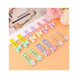 Babyhug Free Size Snap Clips with Bear Applique Pack of 12 - Pink Green and Yellow