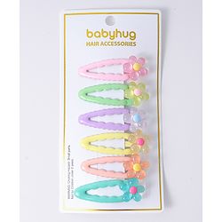 Babyhug Floral Designed Snap Clips Set of 6 - Multicolor