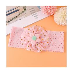 Babyhug Free Size Headband with Polka Dots Print & Floral Applique - Pink