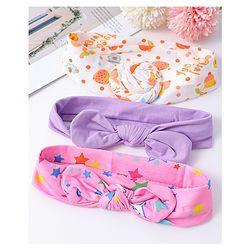 Babyhug Headbands with Knot Detailing with Fruits & Stars Print Pack of 3 - Multicolor