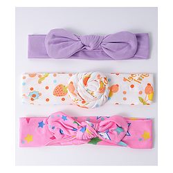 Babyhug Headbands with Knot Detailing with Fruits & Stars Print Pack of 3 - Multicolor