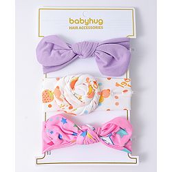 Babyhug Headbands with Knot Detailing with Fruits & Stars Print Pack of 3 - Multicolor