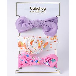Babyhug Headbands with Knot Detailing with Fruits & Stars Print Pack of 3 - Multicolor