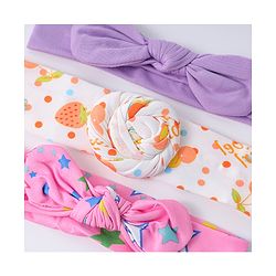Babyhug Headbands with Knot Detailing with Fruits & Stars Print Pack of 3 - Multicolor