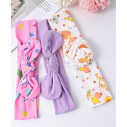 Babyhug Headbands with Knot Detailing with Fruits & Stars Print Pack of 3 - Multicolor
