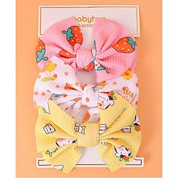 Babyhug Headbands with Bow Detailing with Animal & Fruits Print Pack of 3 - Multicolor