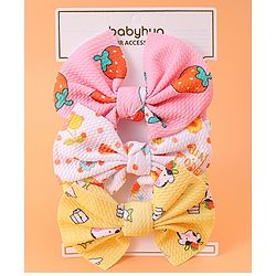 Babyhug Headbands with Bow Detailing with Animal & Fruits Print Pack of 3 - Multicolor
