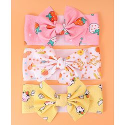 Babyhug Headbands with Bow Detailing with Animal & Fruits Print Pack of 3 - Multicolor