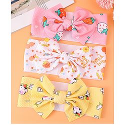 Babyhug Headbands with Bow Detailing with Animal & Fruits Print Pack of 3 - Multicolor