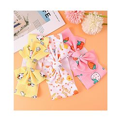 Babyhug Headbands with Bow Detailing with Animal & Fruits Print Pack of 3 - Multicolor