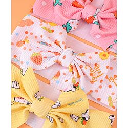 Babyhug Headbands with Bow Detailing with Animal & Fruits Print Pack of 3 - Multicolor