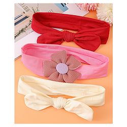 Babyhug Headbands with Knot Detailing & Floral Applique Pack of 3 - Multicolor
