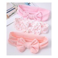 Babyhug Bow Applique Headbands Pack of 3 - Pink