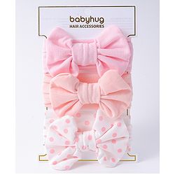 Babyhug Bow Applique Headbands Pack of 3 - Pink