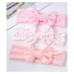Babyhug Bow Applique Headbands Pack of 3 - Pink