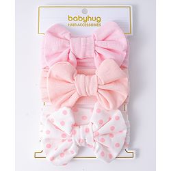 Babyhug Bow Applique Headbands Pack of 3 - Pink