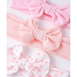 Babyhug Bow Applique Headbands Pack of 3 - Pink