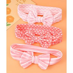 Babyhug Bow Applique Headbands Pack of 3 - Pink