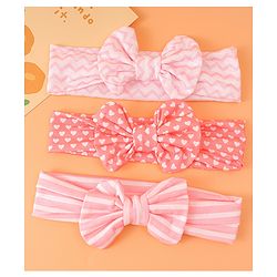 Babyhug Bow Applique Headbands Pack of 3 - Pink