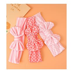 Babyhug Bow Applique Headbands Pack of 3 - Pink