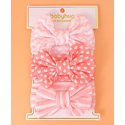 Babyhug Bow Applique Headbands Pack of 3 - Pink